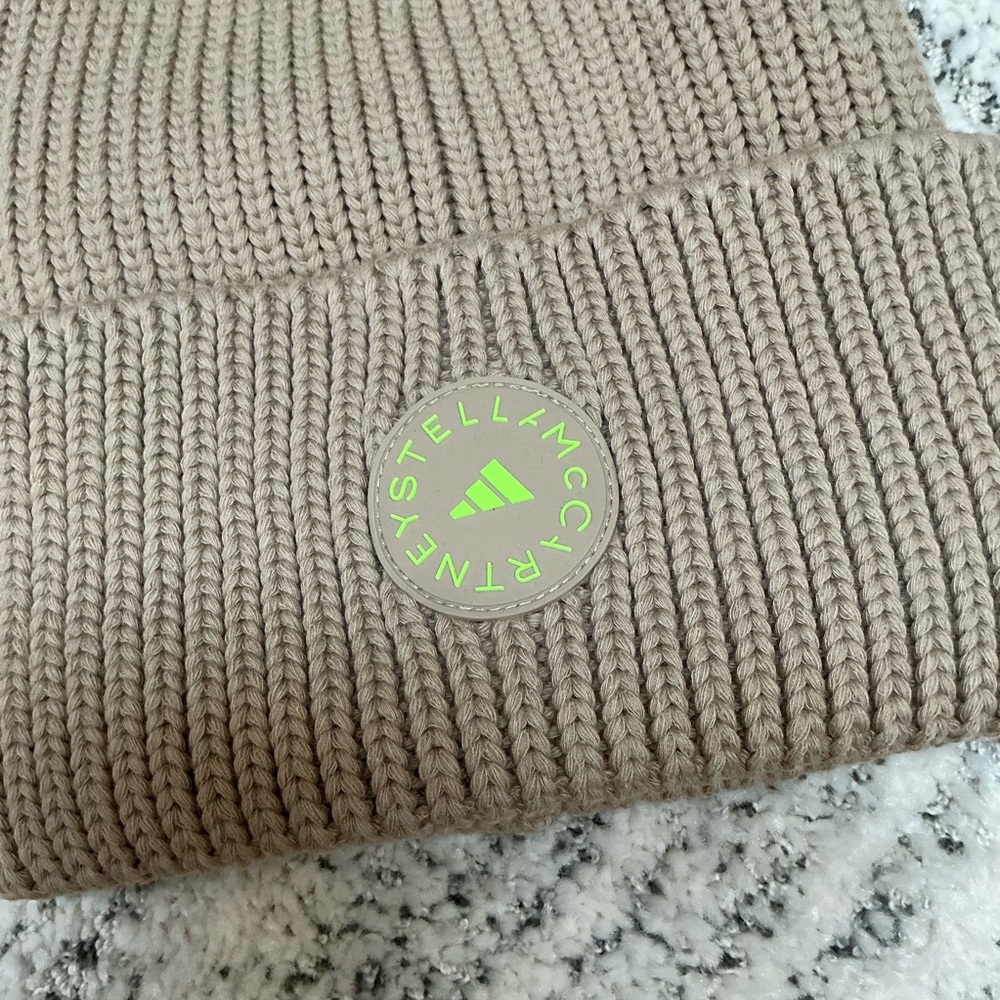 adidas by Stella McCartney | Cuff Knit Beanie Khaki/Signal Green NWT - Picture 3 of 8